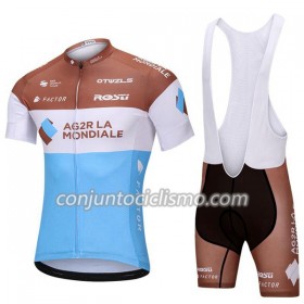 Conjunto Maillot + Culotte Corto con tirantes 2018 AG2R La Mondiale Mujer N001